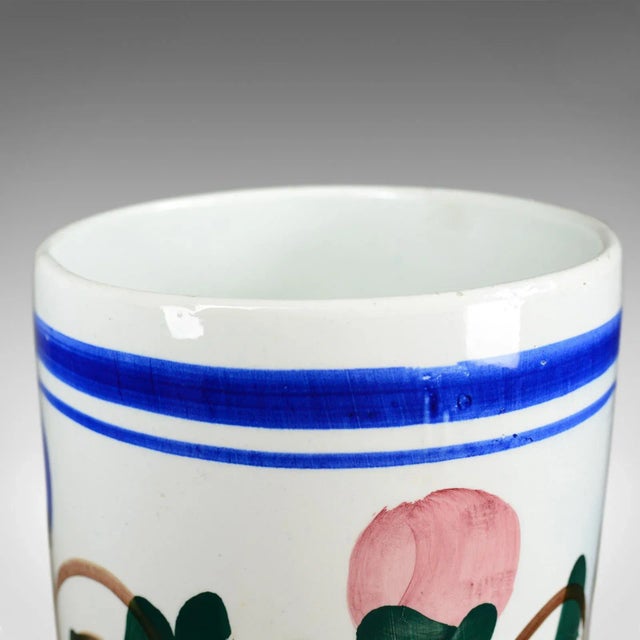 Folk Art Mid-20th Century Ceramic Floral Umbrella Stand For Sale - Image 3 of 6