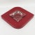 Stylish 1950s, modernist red leather, and crystal ashtray, catchall or desk tidy, a design reminiscent of Dupre-Lafon's...