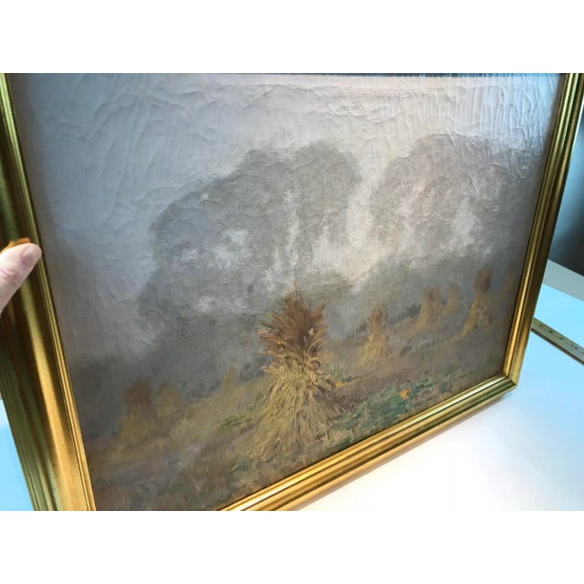 1920s 1920s Vintage Framed Adolf Shulz Autumn Fog Oil Painting For Sale - Image 5 of 12