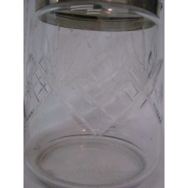 Metal Antique Glass Biscuit Jar With Silver Plate Handle and Lid Made in England For Sale - Image 7 of 9