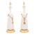 Pair of Large Signed Italian Marbro Ceramic + Gilt Tassel Lamps, 1960s For Sale