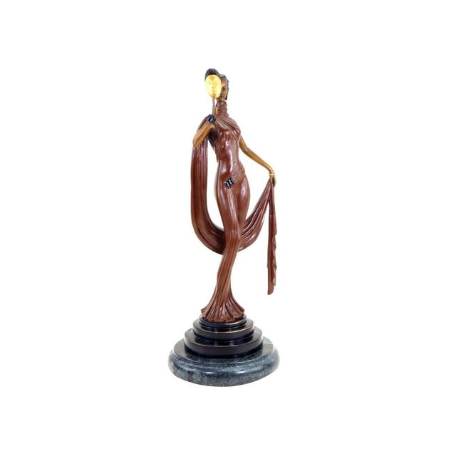 Art Deco Style Sculpture Dancer with Mask, 20th Century, Bronze For Sale - Image 4 of 10