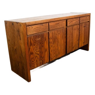 1960s Mid Century Modern Credenza Server Buffet Conant Ball Oak 2 Drawers Cabinet For Sale