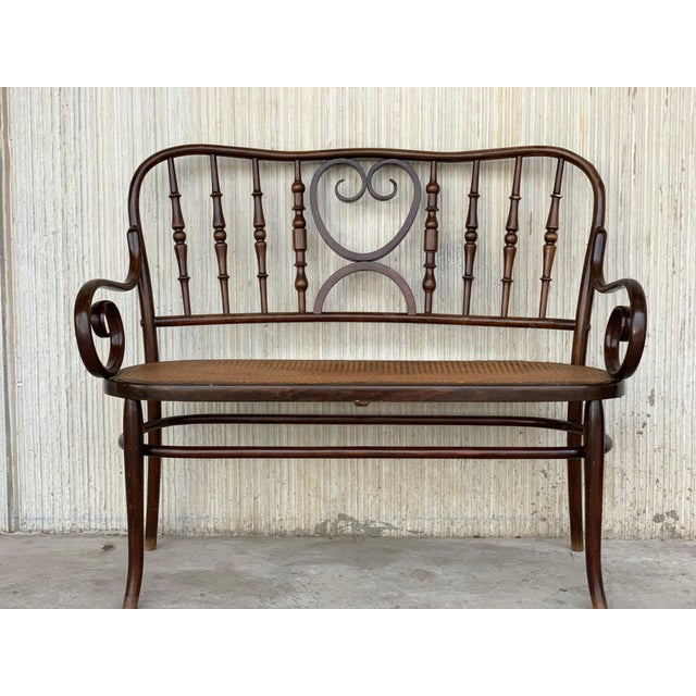 20th Century Bentwood Sofa in the Thonet Style, circa 1925, Caned Seat For Sale - Image 11 of 18