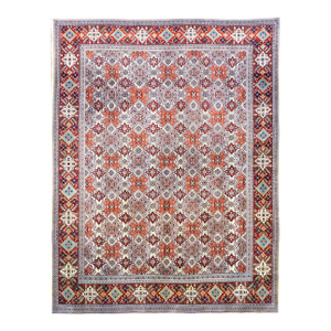 Antique Persian Tabriz Wool 10x13 Red, Blue & Tan Handmade Area Rug #9902188