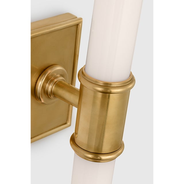 2020s Chapman & Myers for Visual Comfort Signature Owen 22" Double Bath Light in Antique-Burnished Brass with White Glass For Sale - Image 5 of 8