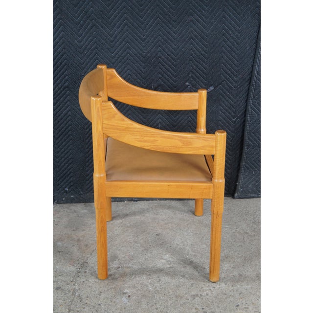 Wood Set of 4 Mid 20th Century Attributed to Vico Magistretti Italian Mid-Century Modern Carimate Dining Armchairs Leather For Sale - Image 7 of 15