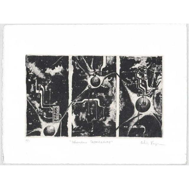 1990s mixed media etching on paper. Illegibly signed; pencil titled and numbered 6 of 7. Combined shipping available,...