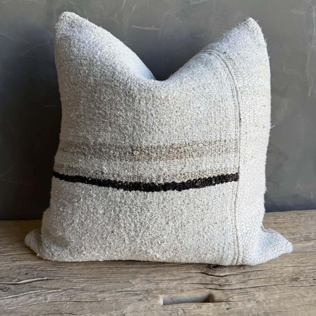 Turkish Vintage Turkish Rug Style Pillow With Stripes Down Insert Included For Sale - Image 3 of 7