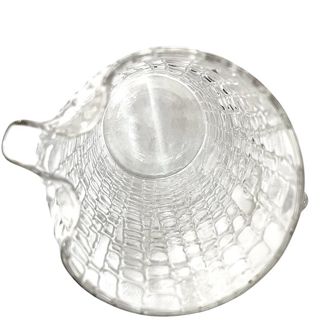 Glass Vintage Textured Glass Pitcher in the Style of Gucci | Crocodile Embossed Ice Bucket Barware Aesthetic For Sale - Image 7 of 9