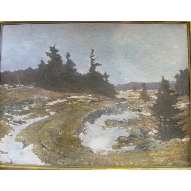 East coast artist Alexander Bower (1875 - 1952) original oil painting on canvas. Impressionistic country landscape with...