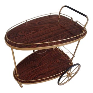 Triangular Kelko Serving Stand with Brass Frame, 1950s For Sale