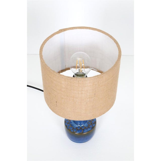 1970s Danish Ceramic Model 972 Table Lamp with Jute Lampshade from Søholm, 1970s For Sale - Image 5 of 15