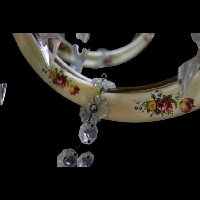 White 1940s Italian Capodimonte Style Crystal & Hand Painted Porcelain & Glass 12-Light Chandelier For Sale - Image 8 of 11
