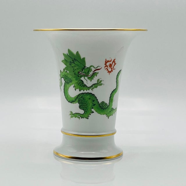 Mid Century Meissen Porcelain Trumpet Vase. First developed by Meissen during the 18th century and inspired by Chinese...