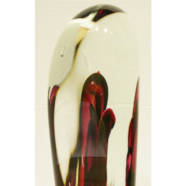 1990s Large Signed Rollin Karg Blown Twisted Clear and Purple Art Glass Sculpture 1996 For Sale - Image 5 of 8