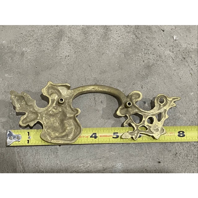 Late 20th Century Antique French Provincial Style Floral Motif Metal Drawer Pull Solid Brass For Sale - Image 5 of 6