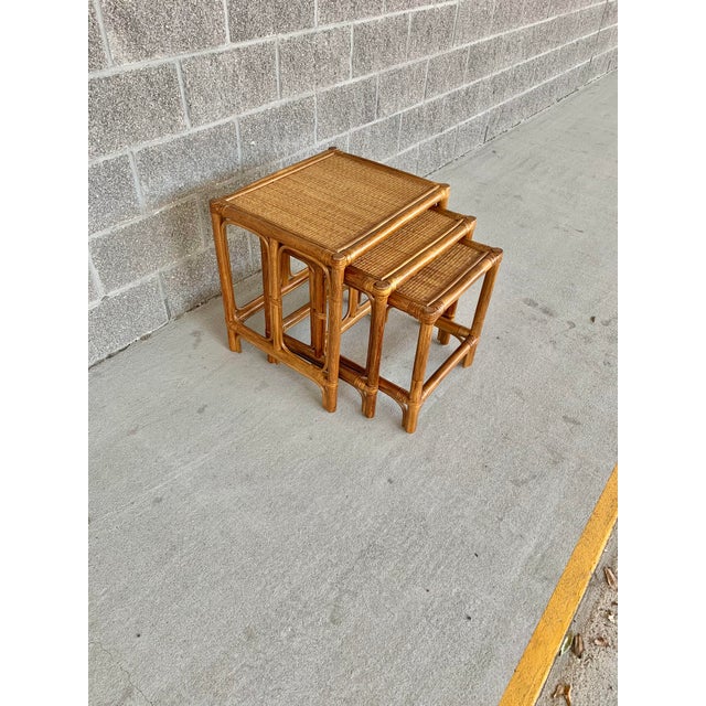 Vintage Rattan Nesting Tables Chairish