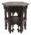 Sculptural Hexagonal Wooden Handmade Asian Accent Side End Table For Sale