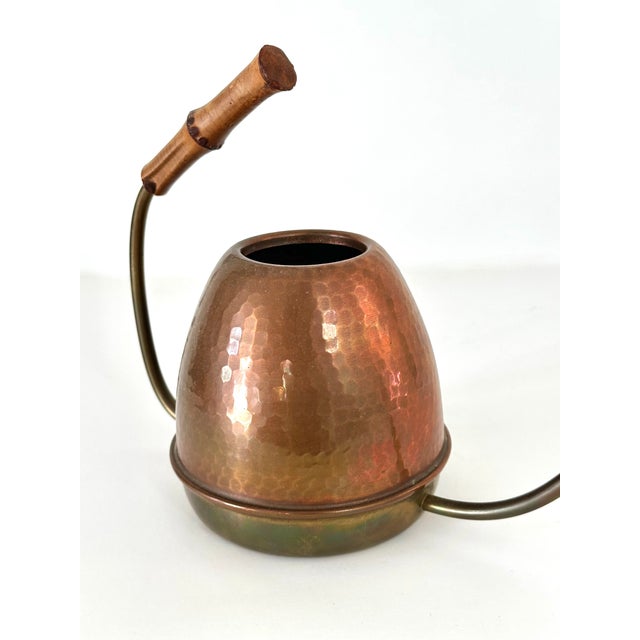 Mid Century Copper and Brass Watering Can With Bamboo Handle For Sale - Image 12 of 16