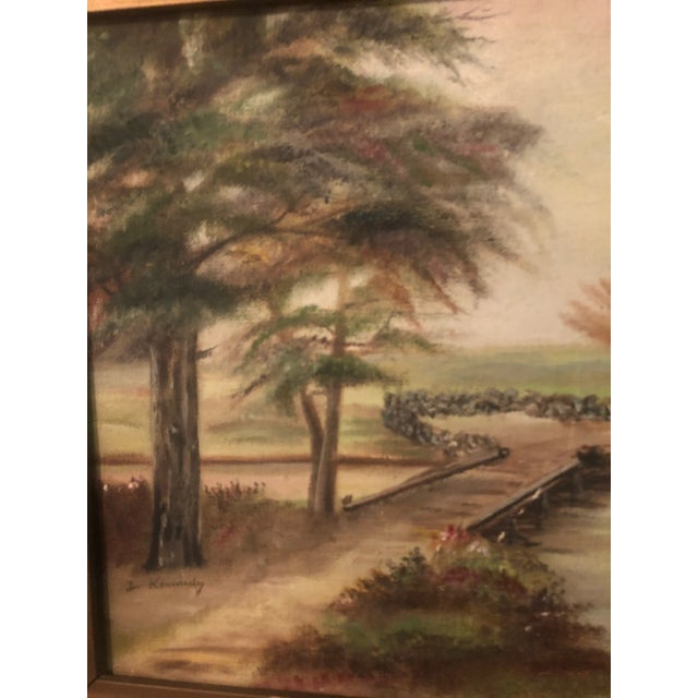 Cabin Vintage Rustic Log Cabin Painting For Sale - Image 3 of 8