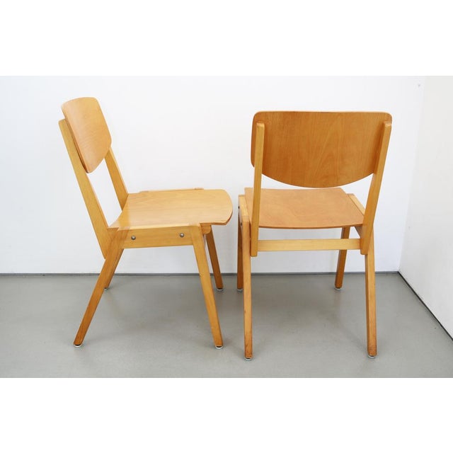 Mid-Century Industrial Casala Stacking Chairs in Beech from Casala, 1950s, Set of 6, in Very Good conditions. Designed...
