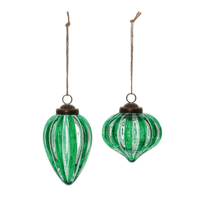 Elevate your holiday decor with the Green Ribbed Crackle Glass Ornaments. Designed to capture the essence of the season,...