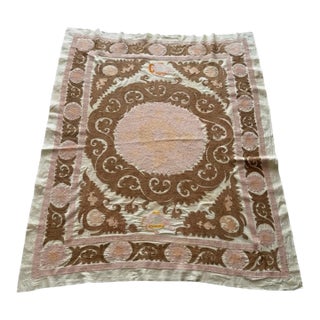 Central Asian Suzani Tablecloth - Vintage Embroidered Textile For Sale