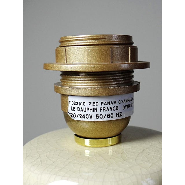 Vintage Panama Dynasty Crackle-Glazed Earthenware Lamp from Le Dauphin, 1980s For Sale - Image 10 of 13