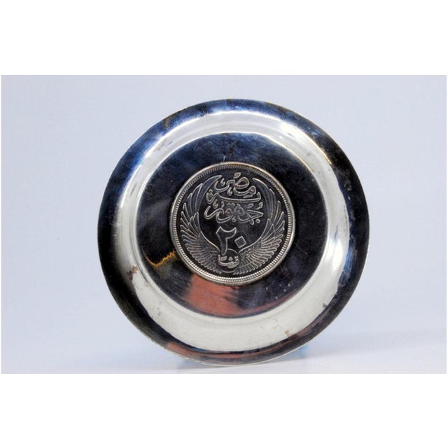 Silver Ring with Surrounding Strips and Sphinx Coin For Sale - Image 5 of 7