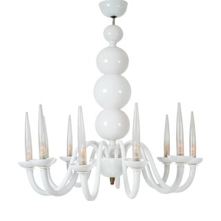 Opaline Murano Glass Chandelier from Venini, 1950s For Sale