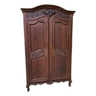 Antique Wardrobe with Linen Compartment, Normandy, 1890s For Sale