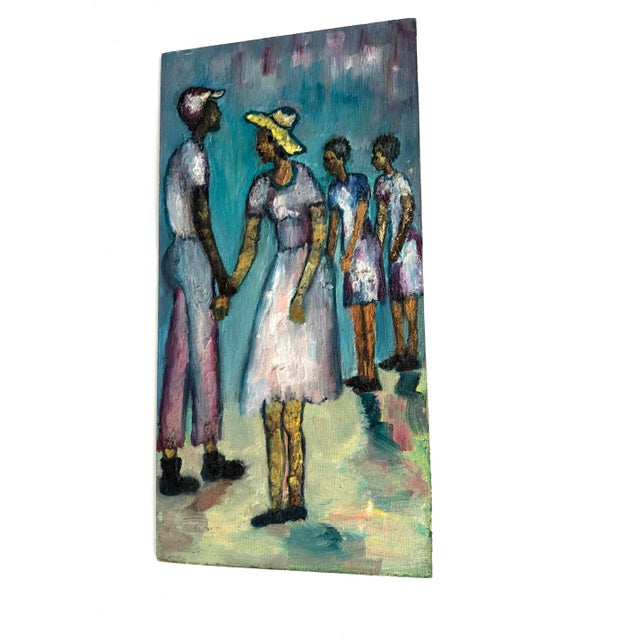 Vintage Original Oil Painting Black Americana Barbara Grace Burry Style South African Artist For Sale In Portland, ME - Image 6 of 9