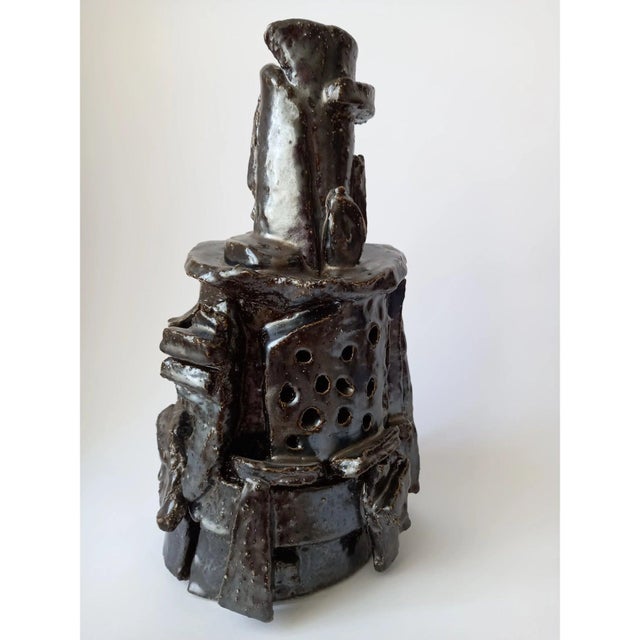 Exceptional Sculptural Ceramic Vase 'Samourai' For Sale - Image 4 of 9