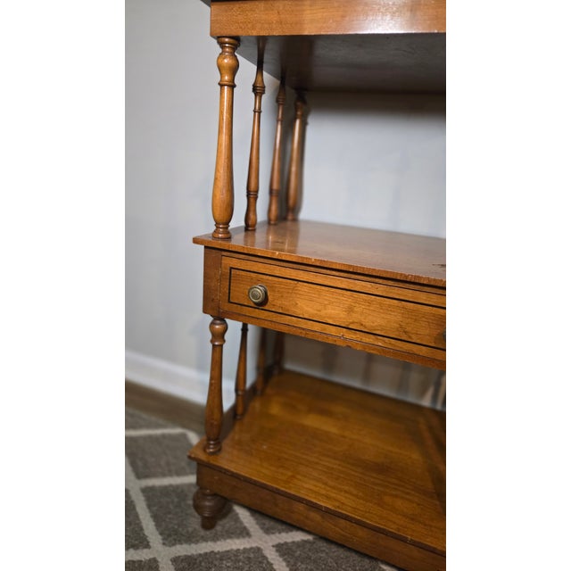 Late 19th Century Late 19th Century 3-Tier Wood Étagère With Brass Gallery and Drawer For Sale - Image 5 of 16