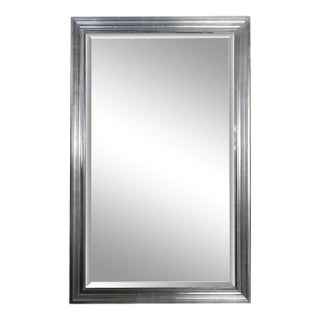 Beveled Glass Mirror With With Silver Giltwood-Style Frame For Sale