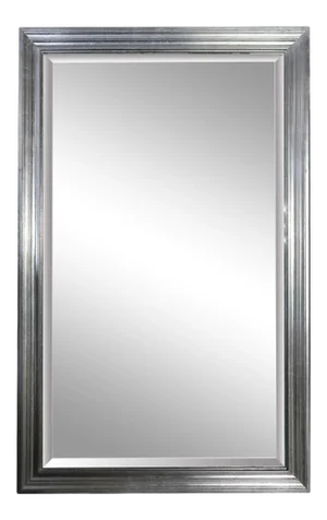 Mirror With Beveled Glass With Silver Giltwood-Style Frame