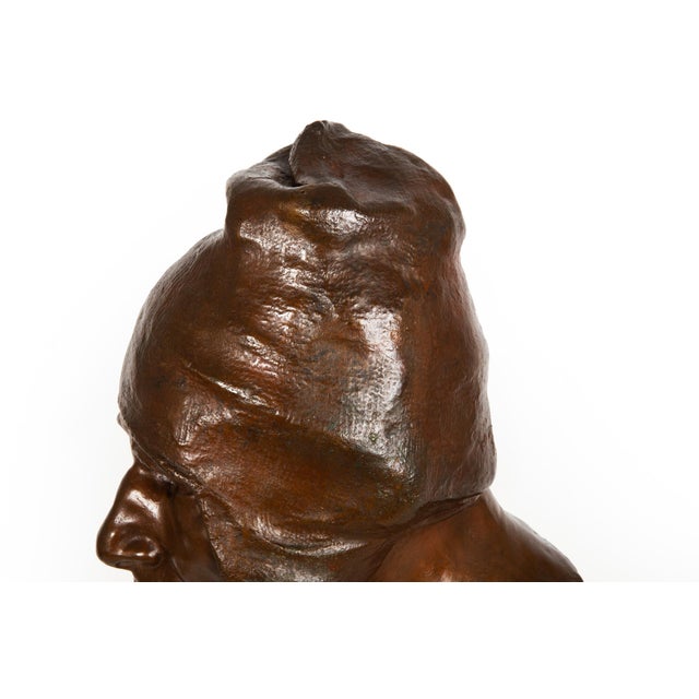 Metal Italian Bronze Sculpture Bust “The Wagoner" (1879) by Achille d'Orsi For Sale - Image 7 of 18
