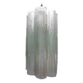 Vintage Pendant W/ Frosted Murano Glass Tubes Designed by Poliarte For Sale