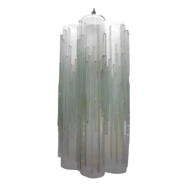 Vintage Pendant W/ Frosted Murano Glass Tubes Designed by Poliarte For Sale