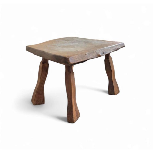 Brutalist Wooden Side Table, 1960s For Sale - Image 4 of 4