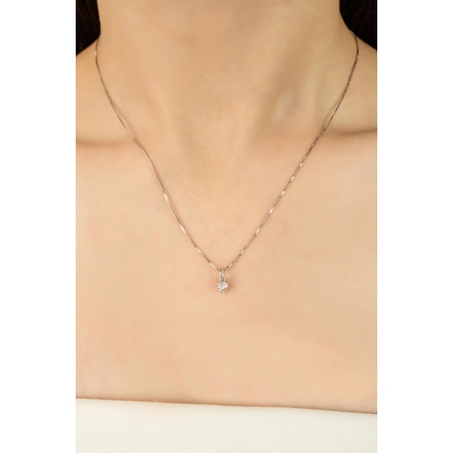 White Three Prong Set Natural Diamond Pendant in 18k Solid Gold by Vr Jewels For Sale - Image 8 of 11