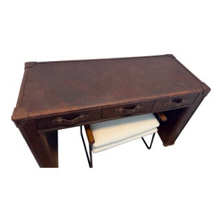 Vintage Steamer Trunk 3-Drawer Desk by Restoration Hardware For Sale