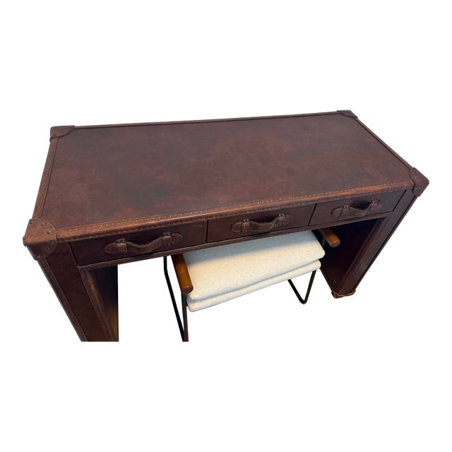Vintage Steamer Trunk 3-Drawer Desk by Restoration Hardware For Sale
