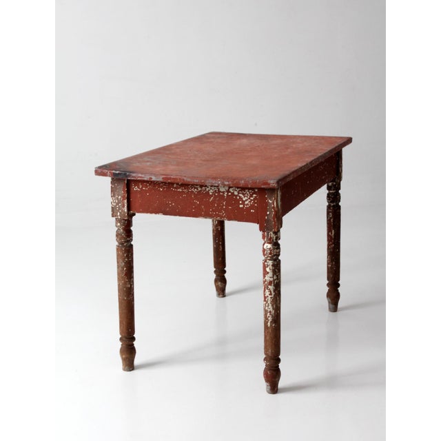 Antique Painted Farmhouse Table With Metal Top For Sale - Image 14 of 18