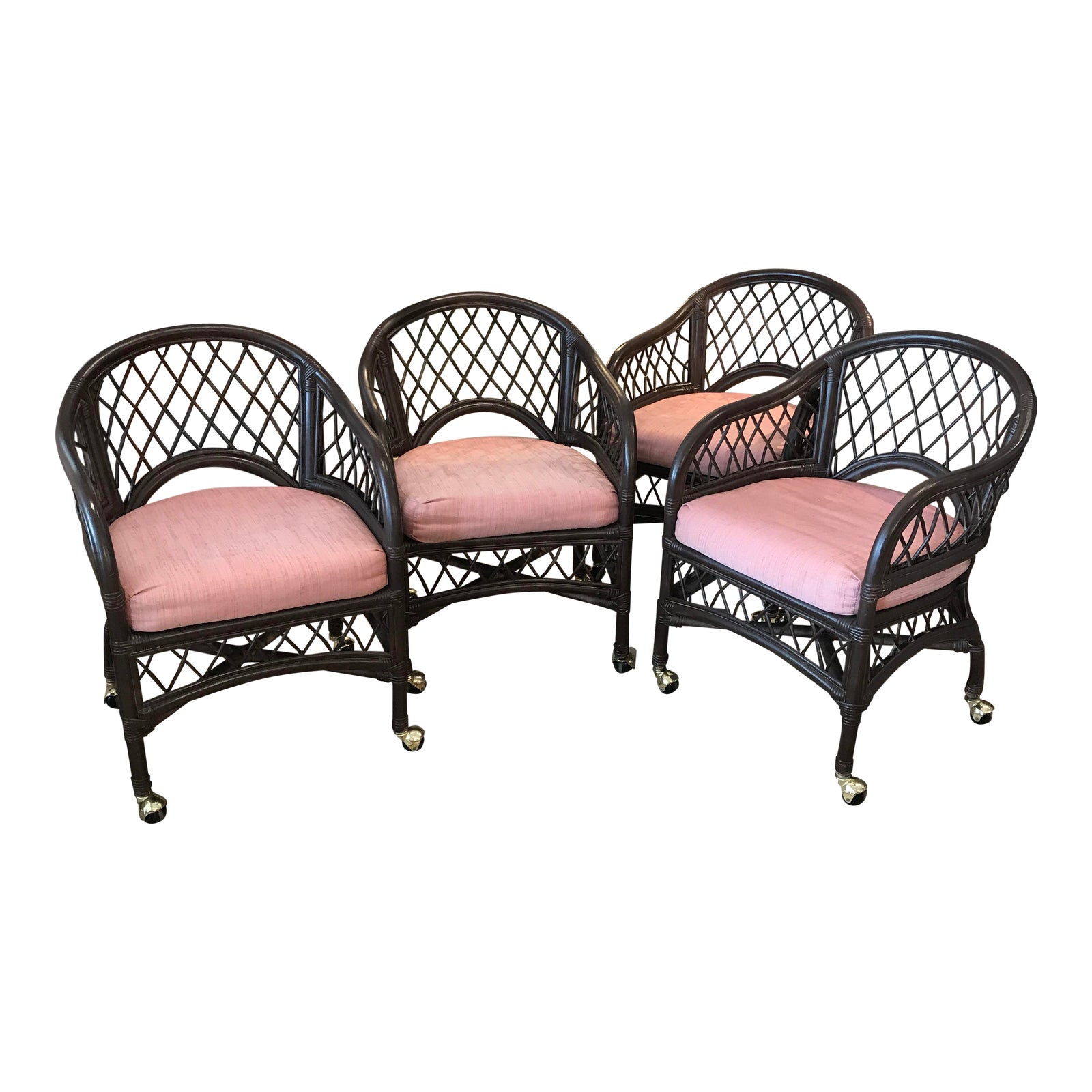 Wicker by Henry Link Rolling Chairs Set of 4 Chairish