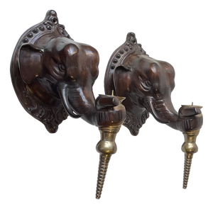Regency Bronze Elephant Candleholder Sconces, 1960s, Set of 2