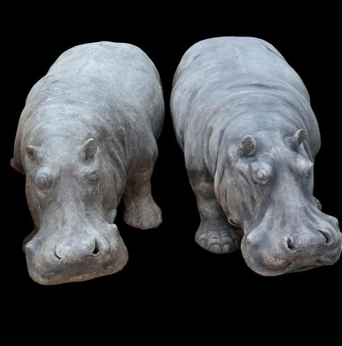 Large Terracotta Hippopotamus, 1950s Sculpture
