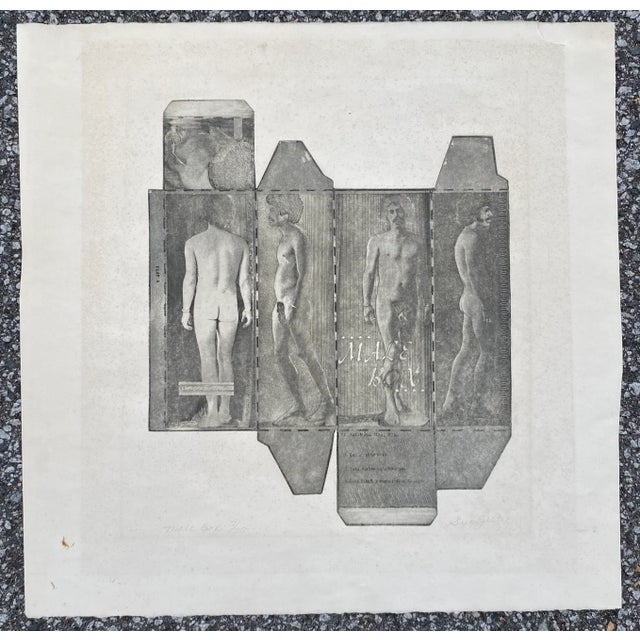 1960s Sue Jester Male Box Nude Etching For Sale - Image 9 of 10