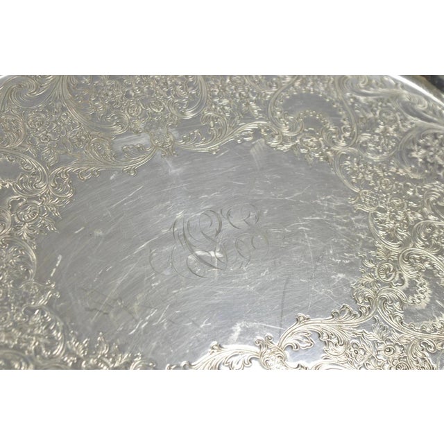 Vintage English Victorian Egw&s Silver Plated Oval Serving Platter Tray W/ Mono For Sale - Image 10 of 14